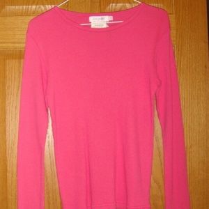 FRESH PRODUCE Azalea Pink Baby Rib LS FEM TEE Top